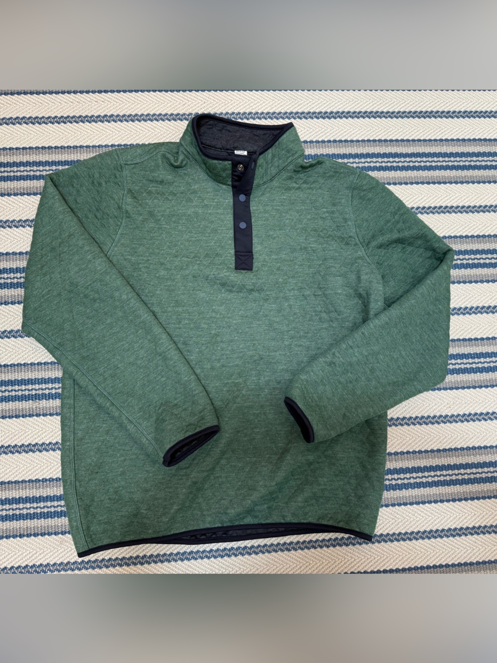 Marine Layer Heathered Navy Quilted Pullover